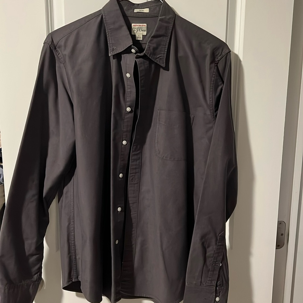 J Crew American Pima Cotton black/gray button down size large 100% cotton